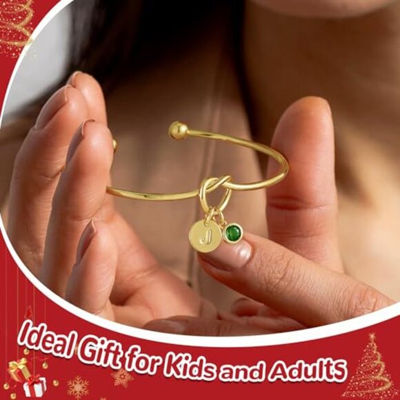 Dainty Gold Plated Knot Bangle Bracelet Adjustable Elegant Minimal Jewelry - Picture 6 of 8